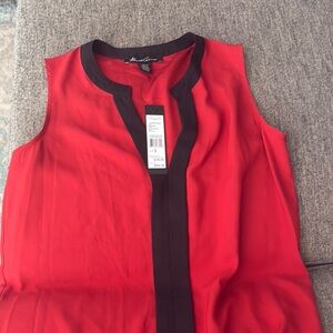 Kenneth Cole Vibrant Red and Black Blouse